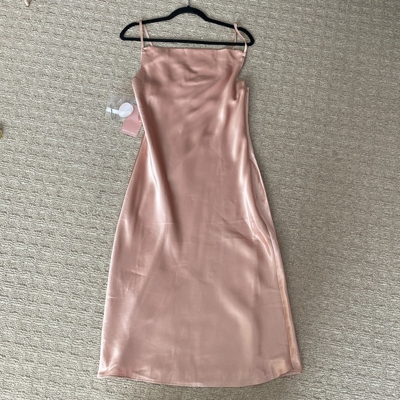 Birdy Grey Rose Gold Shiny Satin Lisa Midi Dress Bridesmaid Dress Size Small - Picture 2 of 11